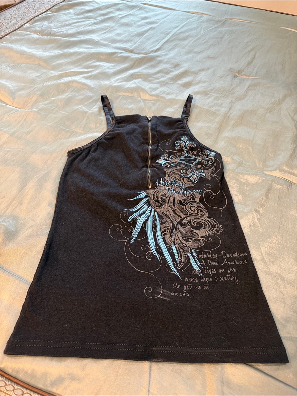 Vintage Y2K Harley Davidson Graphic Zip Cami